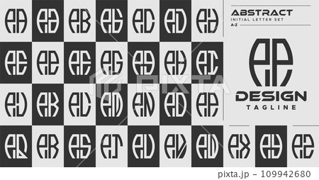 Modern line abstract shape P PP letter logo design set 109942680
