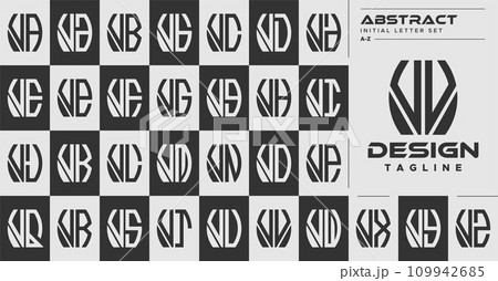 Modern line abstract shape V VV letter logo design set Modern line abstract shape V VV letter logo design set 109942685