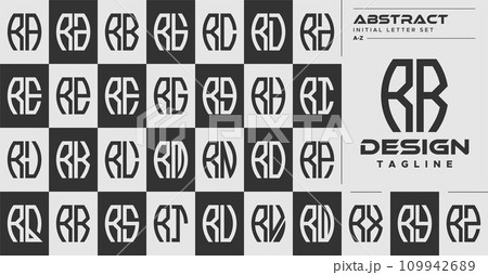 Modern line abstract shape R RR letter logo design set 109942689