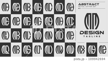 Modern line abstract shape M MM letter logo design set 109942694