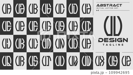 Modern line abstract shape U UU letter logo design set 109942695