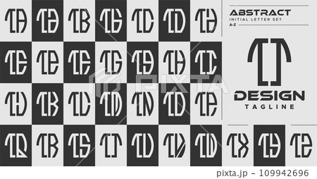 Modern line abstract shape T TT letter logo design set 109942696
