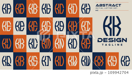 Set of simple abstract curve shape letter K KK logo design 109942704