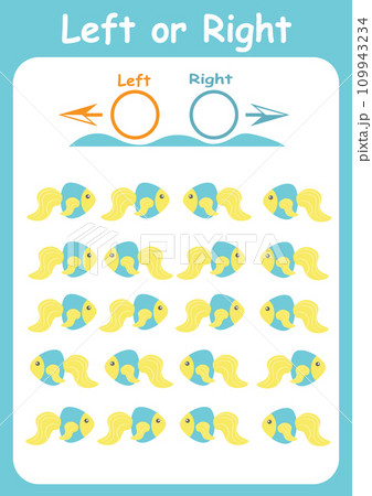 Left and right. Directions for children. Logic game. Orientation in space. Study sheet. Left and right. Directions for children. Logic game. Orientation in space. Study sheet. 109943234