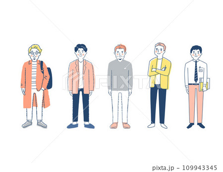 さまざまな男性5人　全身　 fo-mix-2 109943345