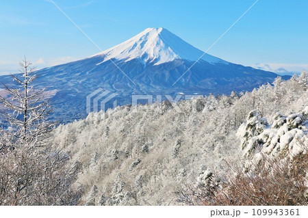 山梨県　冬の富士山 109943361