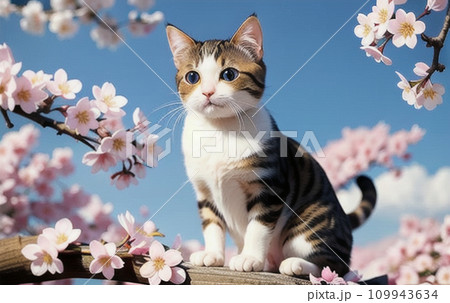 桜と猫 109943634