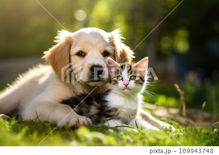 仲良しの子犬と子猫イメージ01 仲良しの子犬と子猫イメージ01 109943748