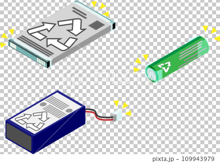 Image material for how to dispose of batteries with an isometric recycling mark Image material for how to dispose of batteries with an isometric recycling mark 109943979