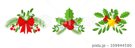 Christmas wreath design element set. Spruce evergreen branch 109944580