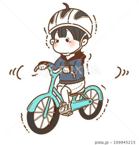 自転車の練習をする男の子 109945215