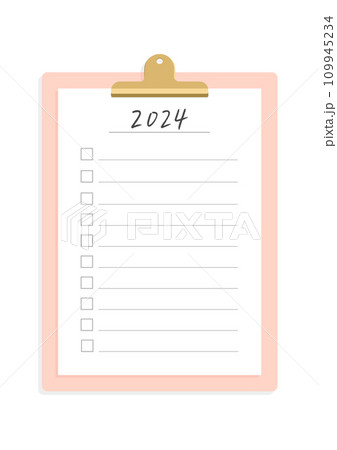 手書きの2024の文字入りのチェックリストとバインダーのおしゃれな素材 - 2024年の目標・計画 手書きの2024の文字入りのチェックリストとバインダーのおしゃれな素材 - 2024年の目標・計画 109945234