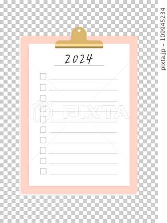 Handwritten 2024 checklist and stylish materials for binders - 2024 goals and plans 109945234