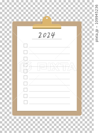 Handwritten 2024 checklist and stylish materials for binders - 2024 goals and plans 109945236