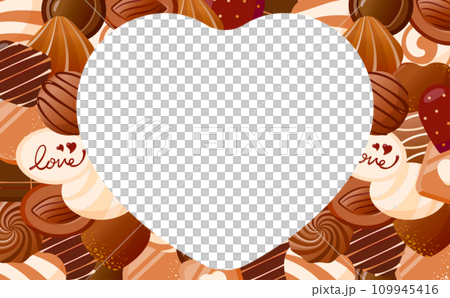 Valentine's Day frame with Valentine chocolate inspired background and heart copy space 109945416