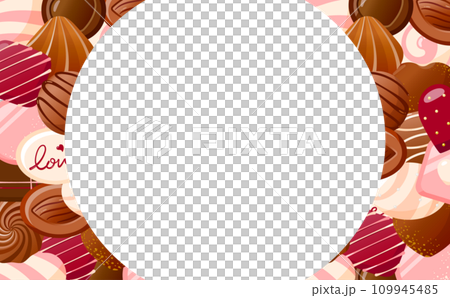 情人節框架,帶有情人節巧克力靈感背景和圓形複製空間 情人節框架,帶有情人節巧克力靈感背景和圓形複製空間 109945485