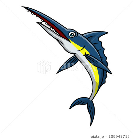 Cute marlin fish cartoon on a white background Cute marlin fish cartoon on a white background 109945713