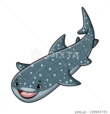 Cute tiger shark cartoon on a white background 109945735