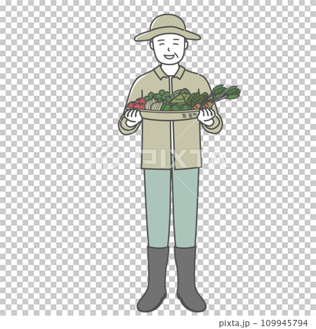 A middle-aged man holding a basket of vegetables 109945794