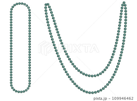 Hand drawn watercolor Mardi Gras carnival symbols. String of beads necklace jewelry throws in traditional color. Single object isolated on white background. Design for party invitation, print, shop Hand drawn watercolor Mardi Gras carnival symbols. String of beads necklace jewelry throws in traditional color. Single object isolated on white background. Design for party invitation, print, shop 109946462