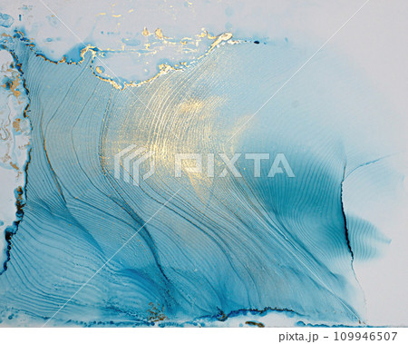 Blue and turquoise hand painted abstract backgrounds with gold flecks, textures alcohol ink art Blue and turquoise hand painted abstract backgrounds with gold flecks, textures alcohol ink art 109946507
