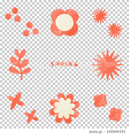 春らしいレトロな幾何学模様のイラスト素材(レッド) 春らしいレトロな幾何学模様のイラスト素材(レッド) 109946591