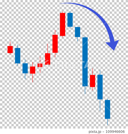 Declining candlestick chart. Investment image material. 109946606