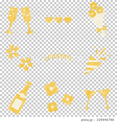 春のお祝いシーズン　ワインのイラスト（イエロー） 109946790