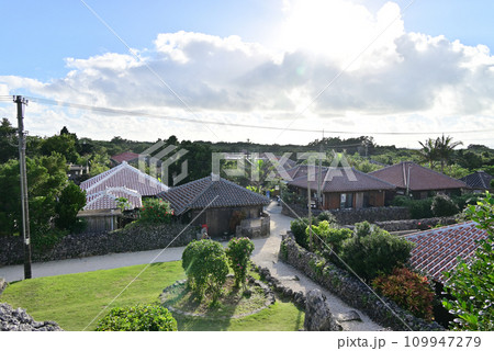 琉球赤瓦の竹富島集落 109947279