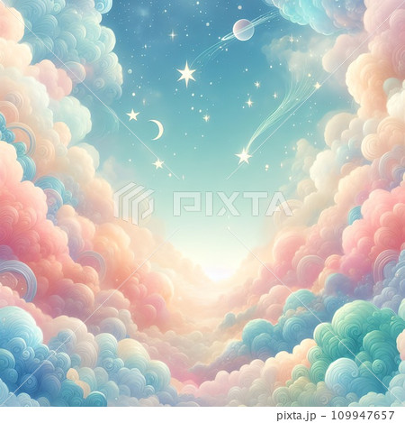 美しい雲と星月の背景イラスト 109947657