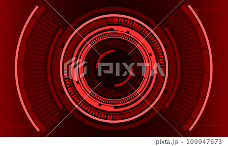 HUD sci-fi circle interface screen view white geometric design virtual reality futuristic technology creative display on red vector 109947673