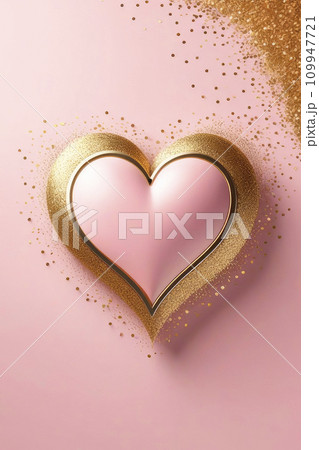 Valentine's Background mockup with heart and shining on a light pink background. 109947721