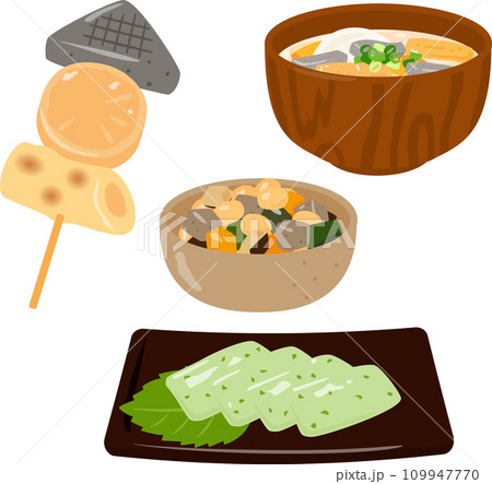 こんにゃくを使った料理のイラストセット こんにゃくを使った料理のイラストセット 109947770