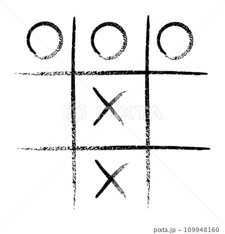 Tic tac toe game competition set. noughts and crosses black grunge brush in Hand draw. Graphic vector illustrations isolated Tic tac toe game competition set. noughts and crosses black grunge brush in Hand draw. Graphic vector illustrations isolated 109948160
