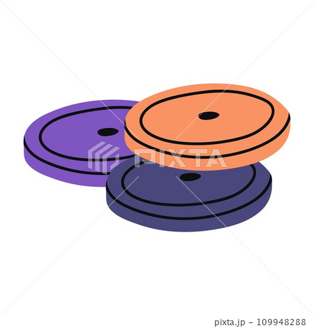 Athletic collection featuring key sport and gym equipment. Essential items yoga mats, dumbbells, and athlete bags showcased . Flat vector illustration isolated on white background. 109948288