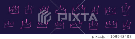 Hand drawn doodle crown, icon of kings, queens, and princesses. Sketch illustration royal in doodle style. Flat vector illustration isolated on white background. 109948408