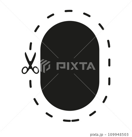 Cut line icon with scissor, cut here guidance, scissors and dash. Coupon mark and symbol for cropping, signifying voucher. Flat vector illustrations isolated in background. 109948503