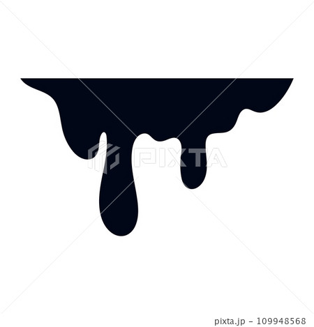 Black melt drips. Current paint or blood drop, oil flow, liquid caramel, ink, chocolate sauce splash. Vector illustration 109948568