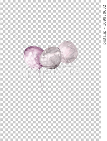 Balloons in watercolor. Bouquet of three balloons in pastel colors. Isolated illustration 109950632