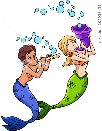 Mermaid Playing Flute Cartoon Colored Clipart Mermaid Playing Flute Cartoon Colored Clipart 109952455