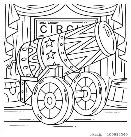 Circus Cannonball Coloring Page for Kids 109952540