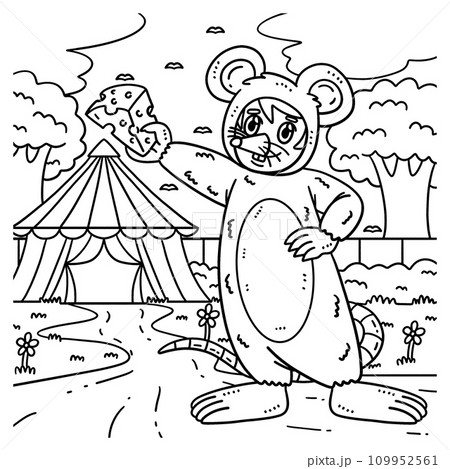 Circus Man in Mouse Costume Coloring Page for Kids Circus Man in Mouse Costume Coloring Page for Kids 109952561