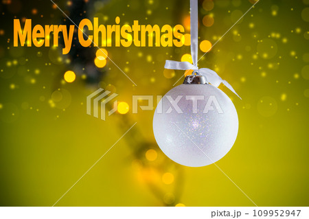 New Year's toys, decorations and other items on a green abstract background. 109952947