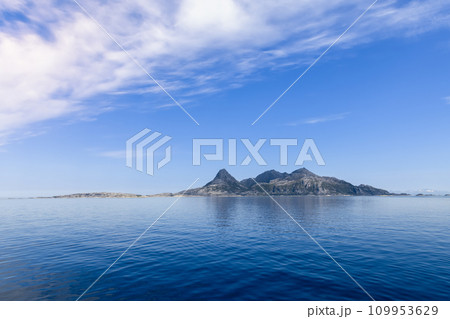Serene summer vista from ferry to Lofoten Island Serene summer vista from ferry to Lofoten Island 109953629