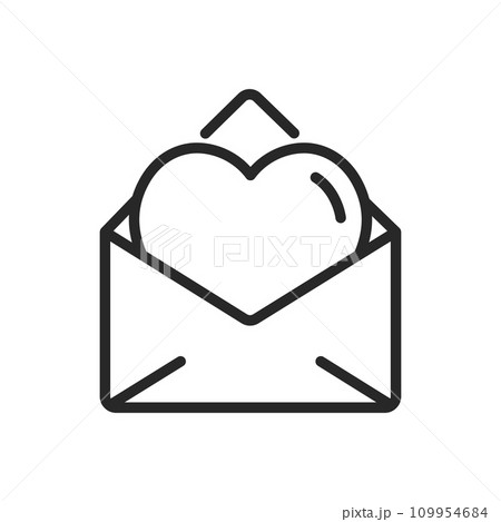 Letter with Heart Inside Icon - Romantic Love Letter, Valentine's Day Message Design, Affectionate Mail  Pictogram. 109954684
