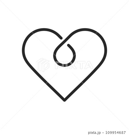 Continuous Heart Icon - Elegant Single Line Design, Modern Minimalist Love Symbol for Valentine's Day and Romantic Themes 109954687