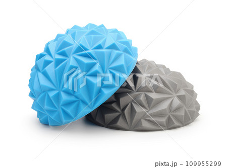 Sports rubber massage hemispheres isolated. Sports rubber massage hemispheres isolated. 109955299
