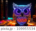 a magic owl made of color glass mystery spectral glowing fire eye 109955534