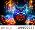 a magic owl made of color glass mystery spectral glowing fire eye 109955535