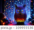 a magic owl made of color glass mystery spectral glowing fire eye 109955536